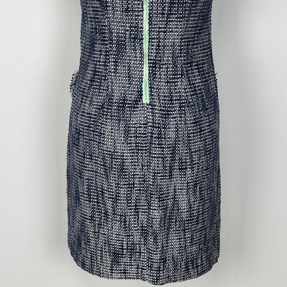 Sail to Sable STS Womens Tweed Fringe Dress Blue White Short Sleeve size 2 - Picture 9 of 12